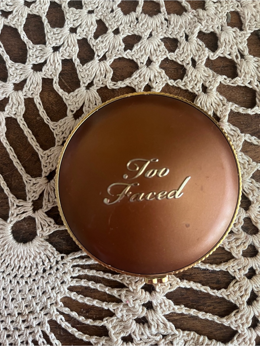 Makeup Compact on Crochet Doily